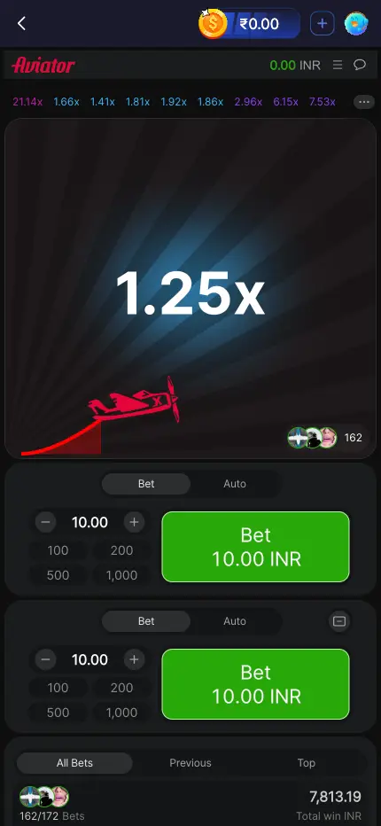 Jai Club Aviator crash game screen for real money betting and online earning in India